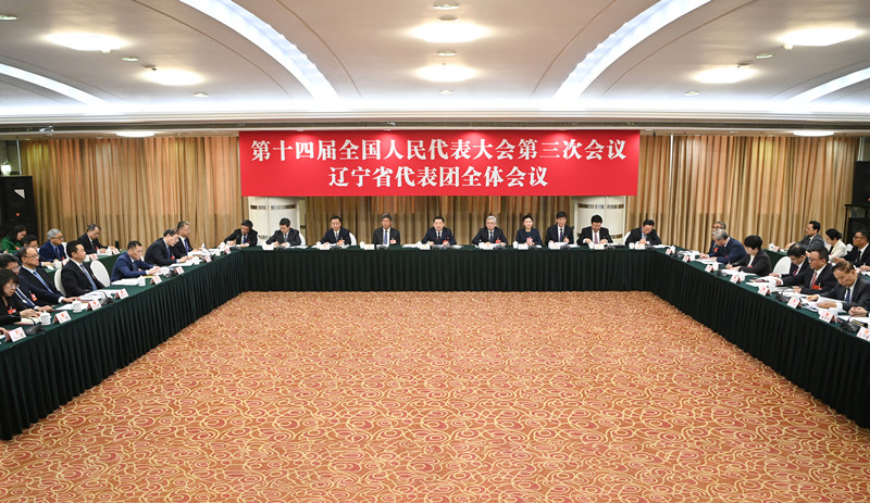 3月6日下午，出席十四届全国人大三次会议的辽宁代表团在住地举行开放团组活动，并接受中外媒体记者集体采访。